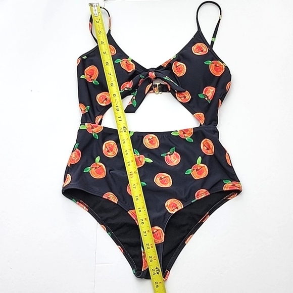 Eidon SGS Sports One Piece Cut Out Bathing Suit Black Peaches Print Size Small - Picture 12 of 15